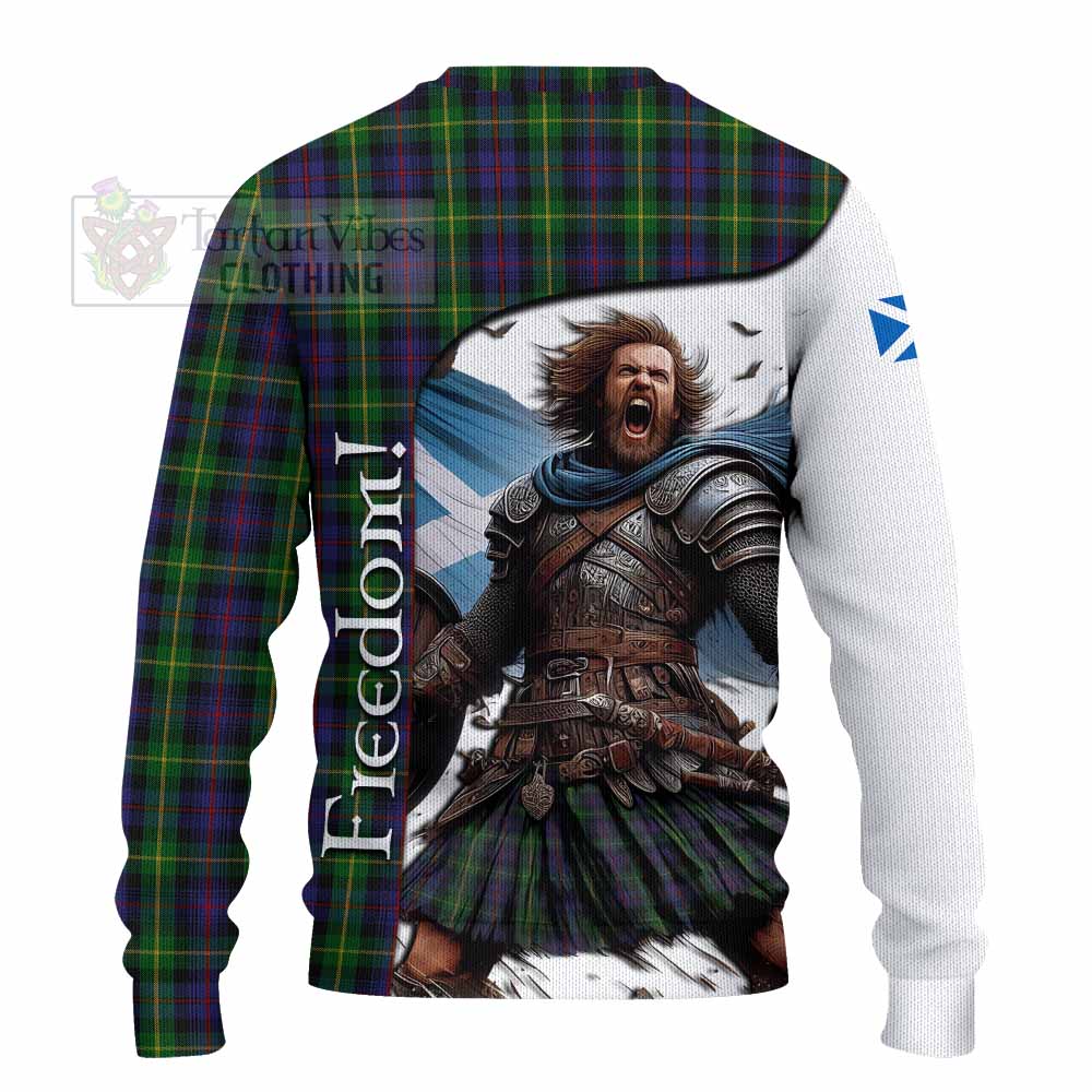 Tartan Vibes Clothing Farquharson Crest Tartan Knitted Sweater Inspired by the Freedom of Scottish Warrior