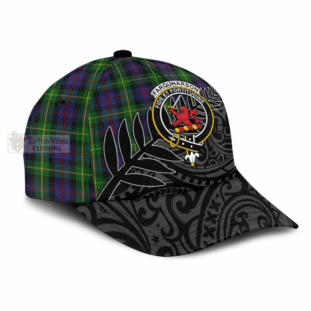 Tartan Vibes Clothing Farquharson Tartan Classic Cap with New Zealand Silver Fern Half Style