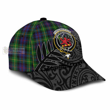 Farquharson Crest Tartan Classic Cap with New Zealand Silver Fern Half Style