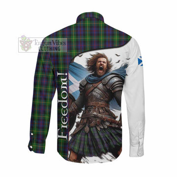 Farquharson Crest Tartan Long Sleeve Button Shirt Inspired by the Freedom of Scottish Warrior