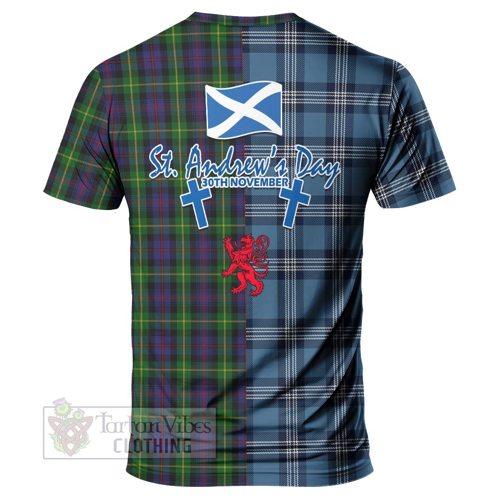 Tartan Vibes Clothing Farquharson Tartan T-Shirt Happy St. Andrew's Day Half Tartan Style