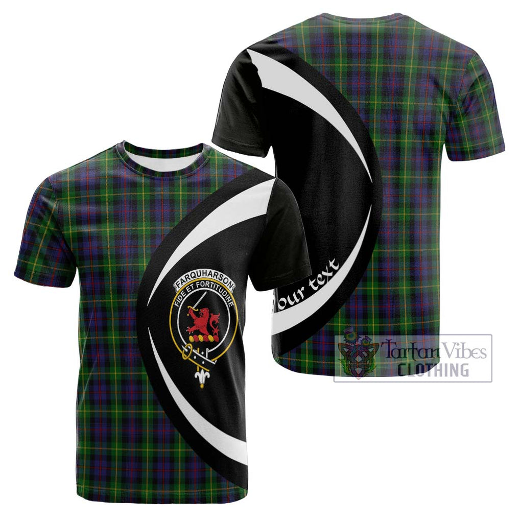 Tartan Vibes Clothing Farquharson Tartan Cotton T-shirt with Family Crest Circle Style