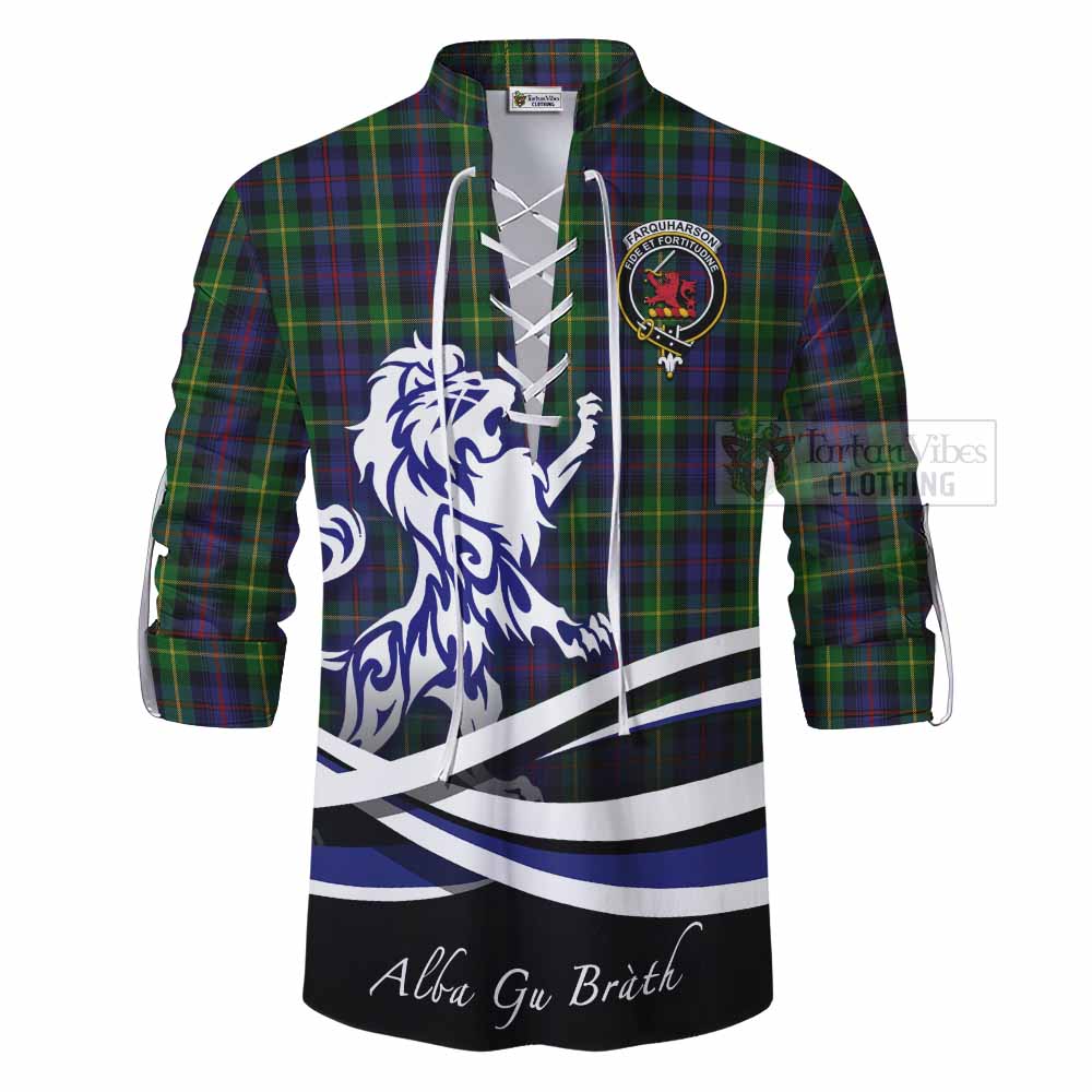 Farquharson Tartan Ghillie Kilt Shirt with Alba Gu Brath Regal Lion Emblem - Tartan Vibes Clothing
