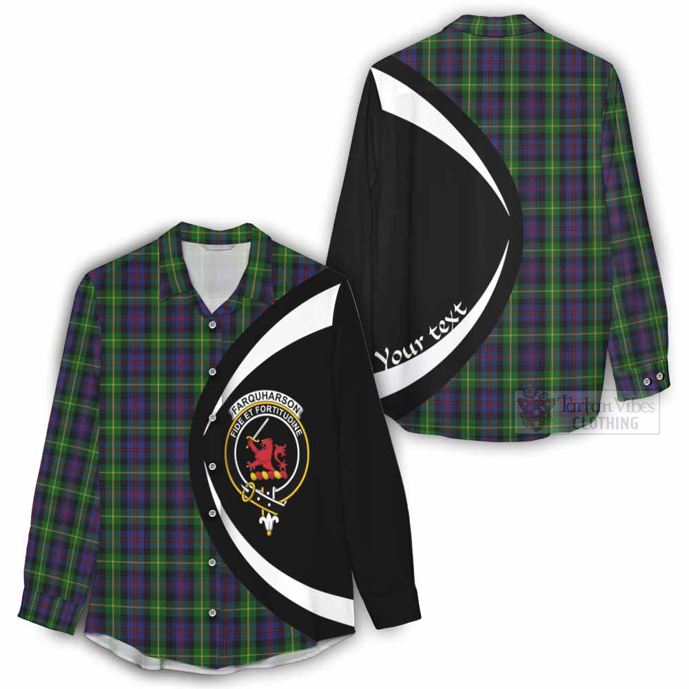 Tartan Vibes Clothing Farquharson Tartan Women's Casual Shirt with Family Crest Circle Style