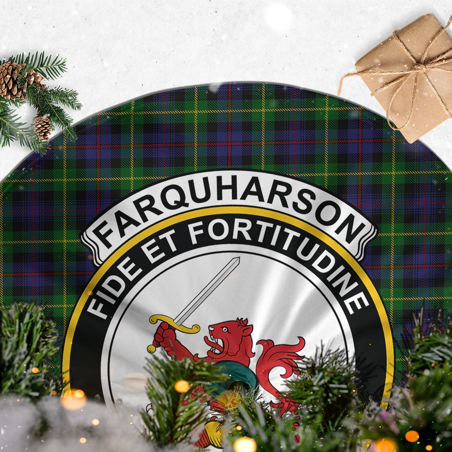 Farquharson Tartan Christmas Tree Skirt with Family Crest - Tartanvibesclothing