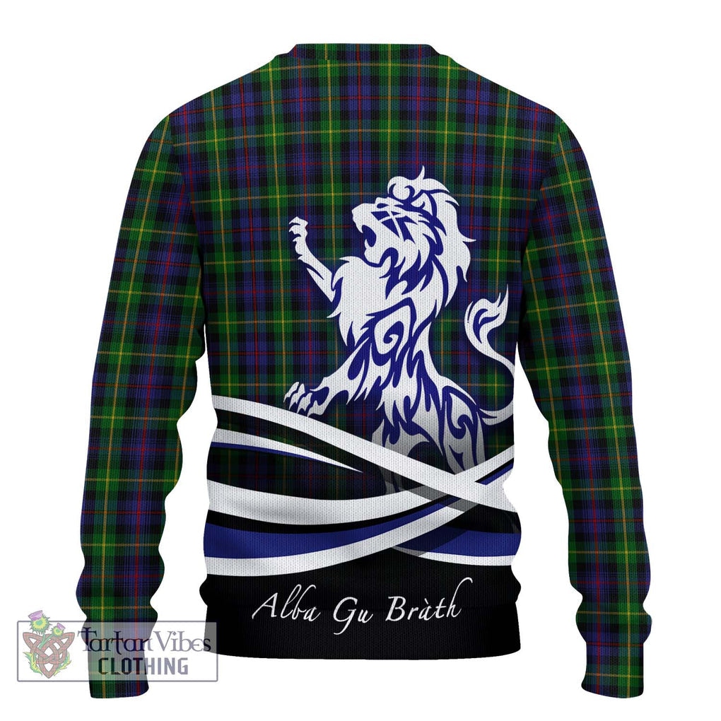 Farquharson Tartan Knitted Sweater with Alba Gu Brath Regal Lion Emblem - Tartanvibesclothing Shop