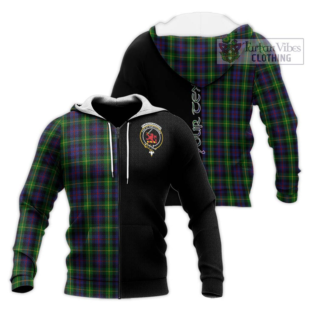 Farquharson Tartan Knitted Hoodie with Family Crest and Half Of Me Style Unisex Knitted Zip Hoodie - Tartanvibesclothing Shop