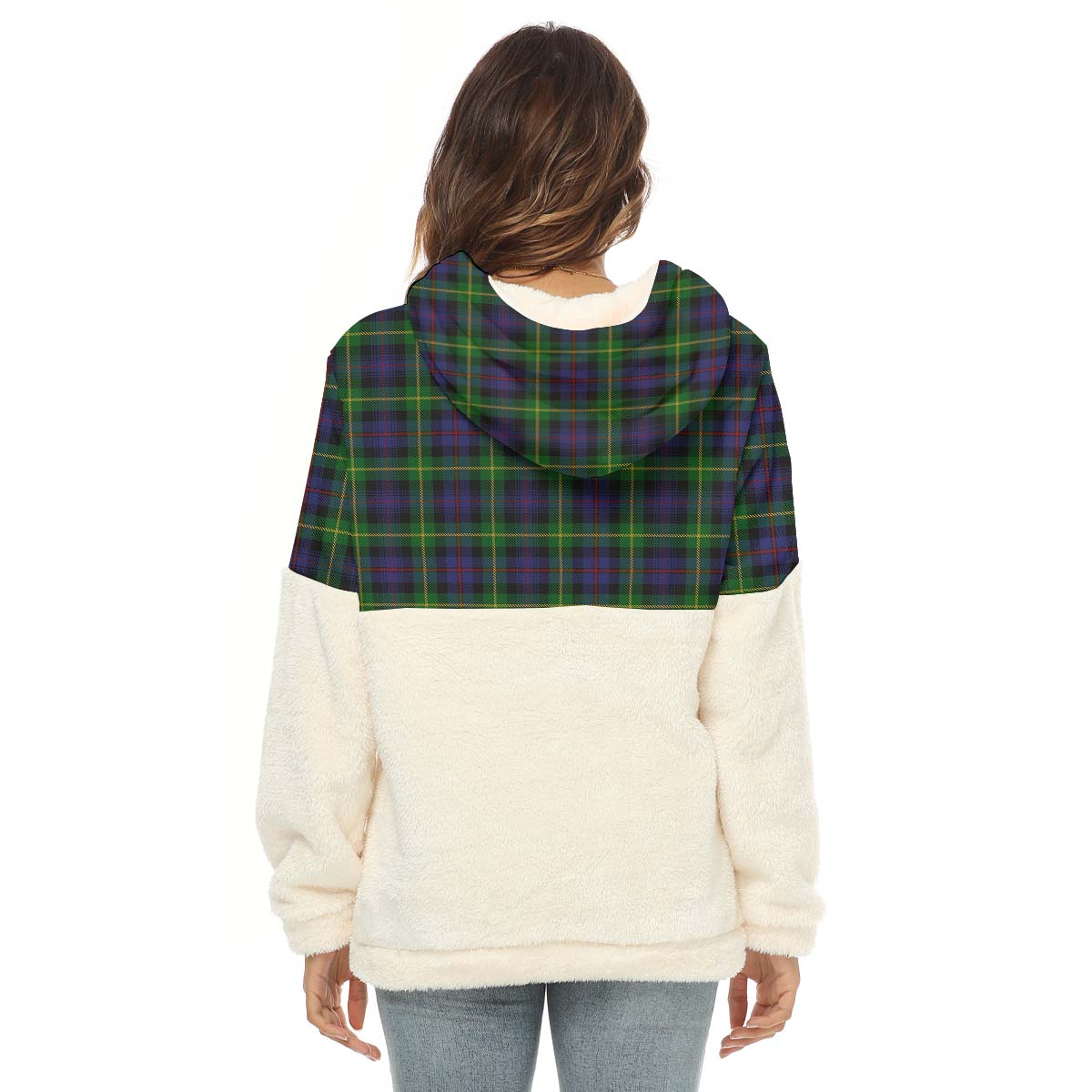 Farquharson Tartan Women's Borg Fleece Hoodie With Half Zip - Tartan Vibes Clothing