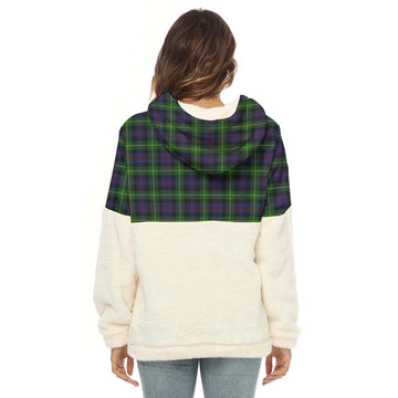 Farquharson Tartan Women's Borg Fleece Hoodie With Half Zip