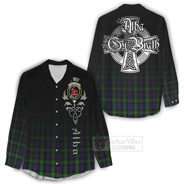 Farquharson Tartan Women's Casual Shirt Featuring Alba Gu Brath Family Crest Celtic Inspired