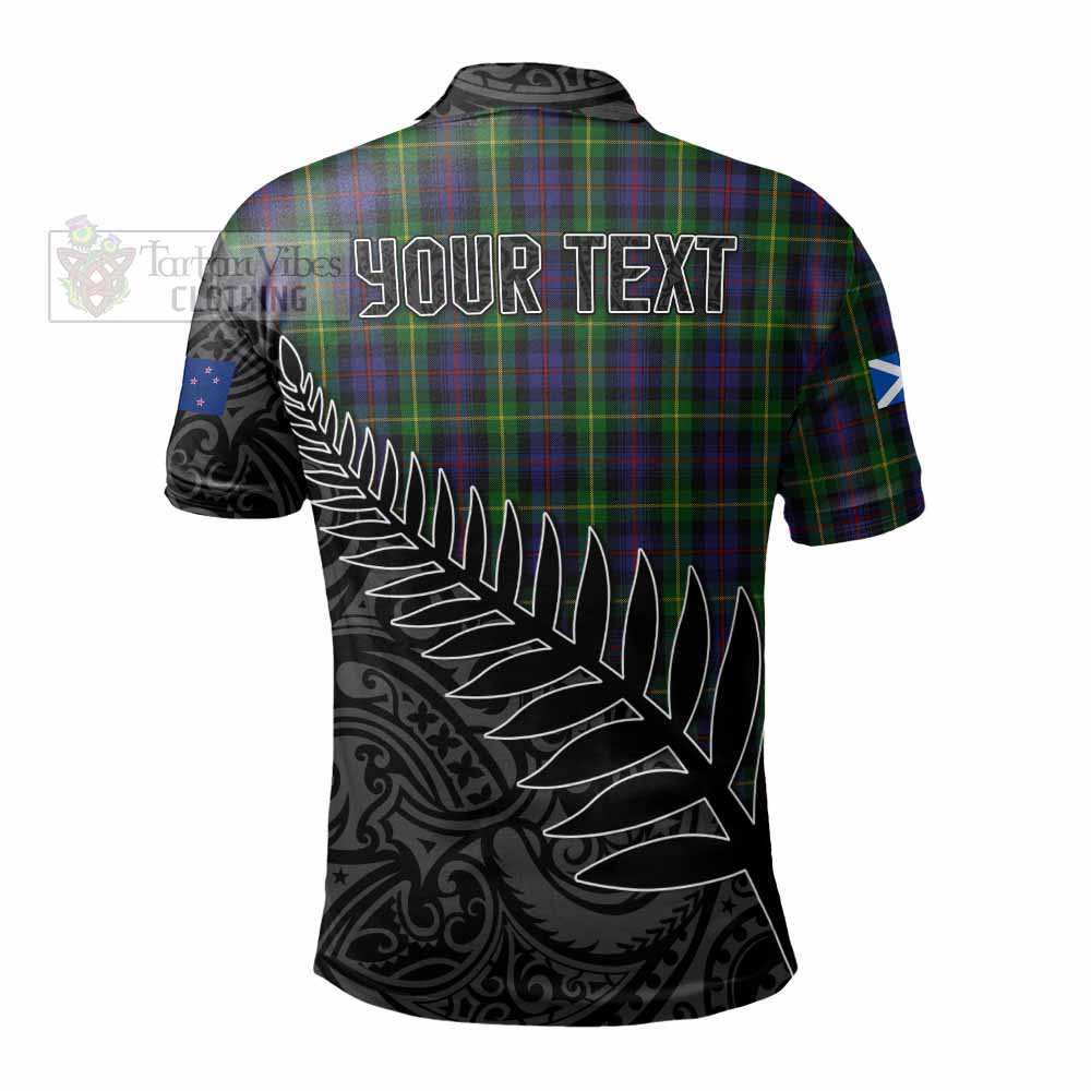 Farquharson Crest Tartan Polo Shirt with New Zealand Silver Fern Half Style