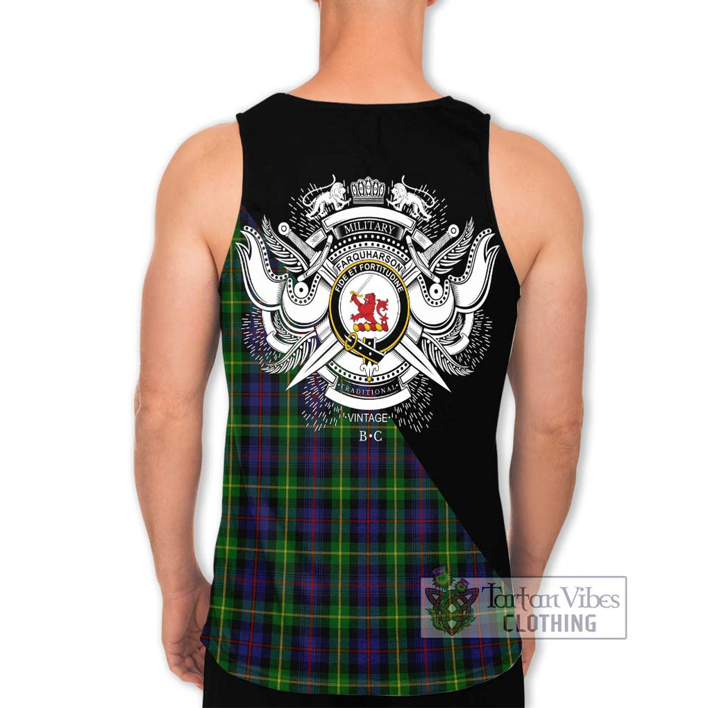 Farquharson Tartan Men's Tank Top with Family Crest and Military Logo Style - Tartanvibesclothing Shop