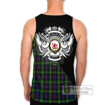 Farquharson Tartan Men's Tank Top with Family Crest and Military Logo Style