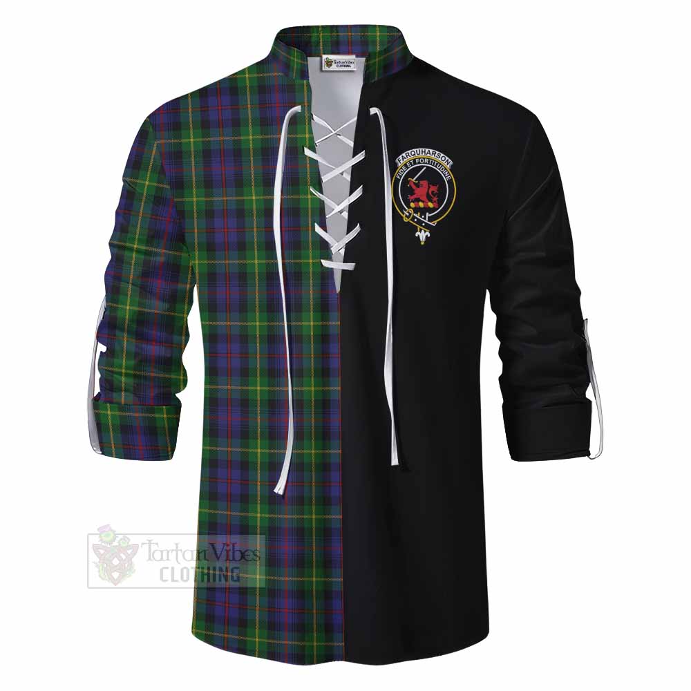 Tartan Vibes Clothing Farquharson Tartan Ghillie Kilt Shirt with Family Crest and Half Of Me Style