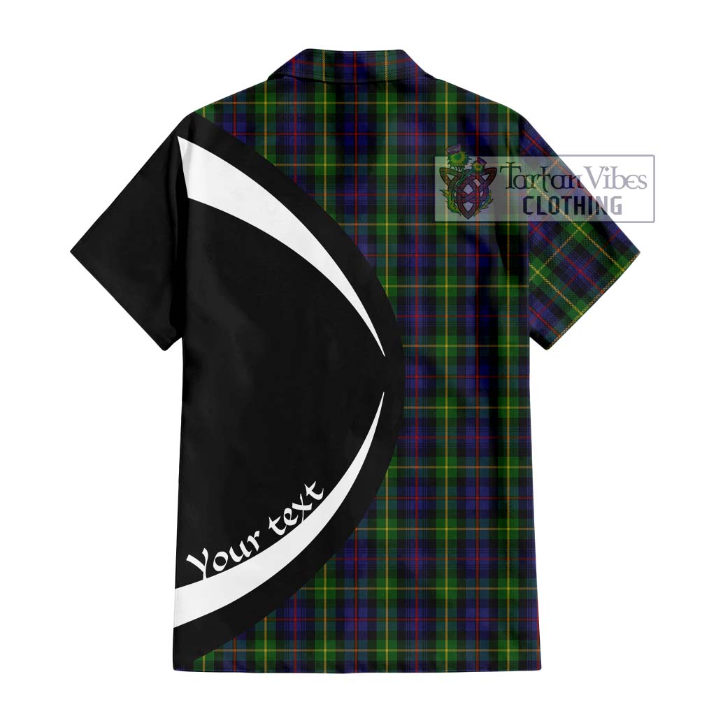 Farquharson Tartan Short Sleeve Button Up with Family Crest Circle Style - Tartan Vibes Clothing