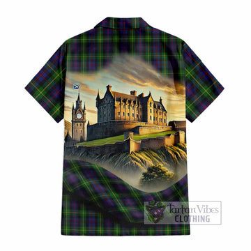 Farquharson Tartan Family Crest Hawaiian Shirt with Scottish Ancient Castle Style - Tartan Vibes Clothing