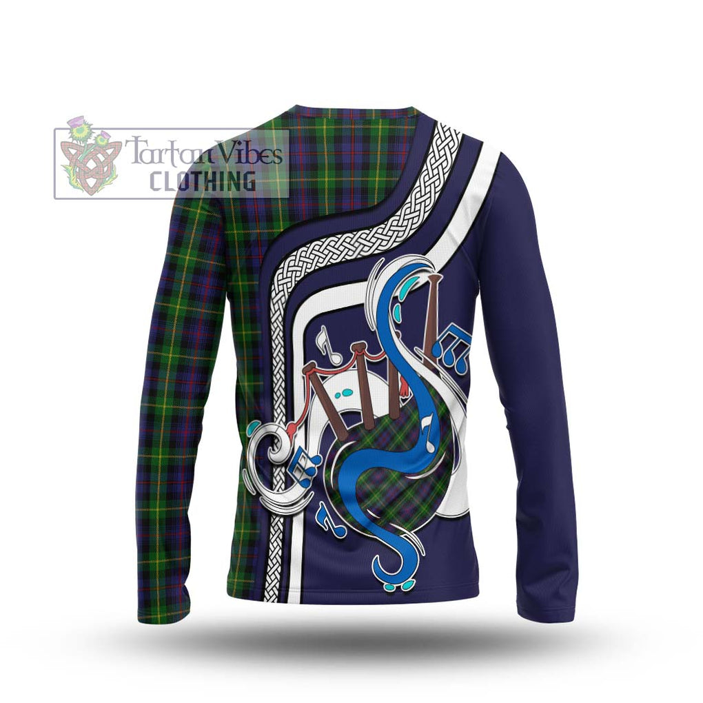 Tartan Vibes Clothing Farquharson Tartan Long Sleeve T-Shirt with Epic Bagpipe Style