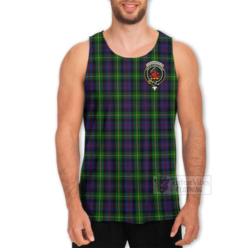 Farquharson Tartan Men's Tank Top with Family Crest Celtic Skull Style