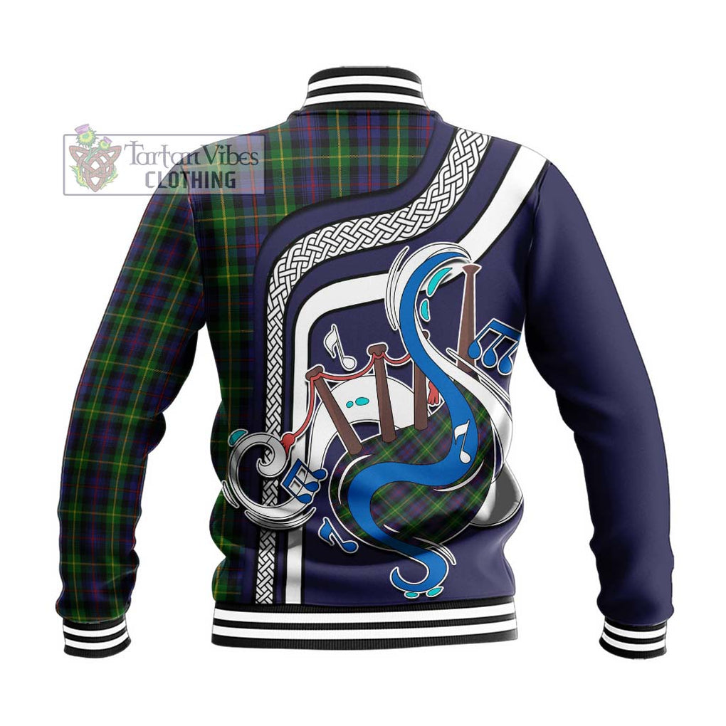 Tartan Vibes Clothing Farquharson Tartan Baseball Jacket with Epic Bagpipe Style