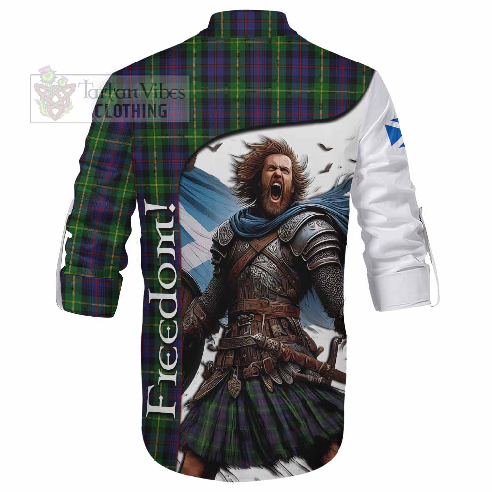 Tartan Vibes Clothing Farquharson Crest Tartan Ghillie Kilt Shirt Inspired by the Freedom of Scottish Warrior