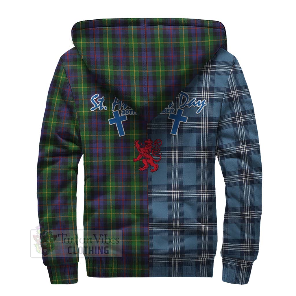 Tartan Vibes Clothing Farquharson Tartan Sherpa Hoodie Happy St. Andrew's Day Half Tartan Style