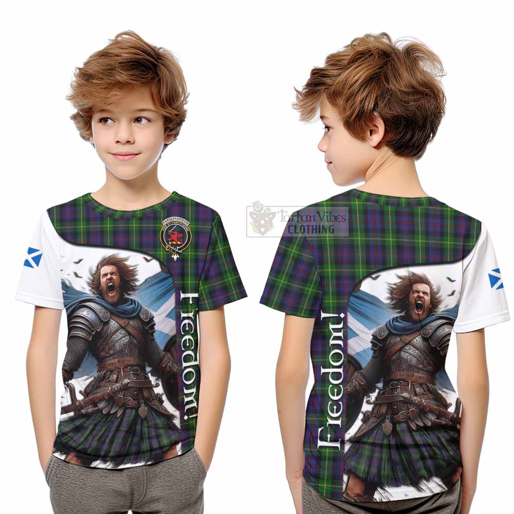 Tartan Vibes Clothing Farquharson Crest Tartan Kid T-Shirt Inspired by the Freedom of Scottish Warrior