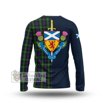 Farquharson Tartan Long Sleeve T-Shirt Alba with Scottish Lion Royal Arm Half Style