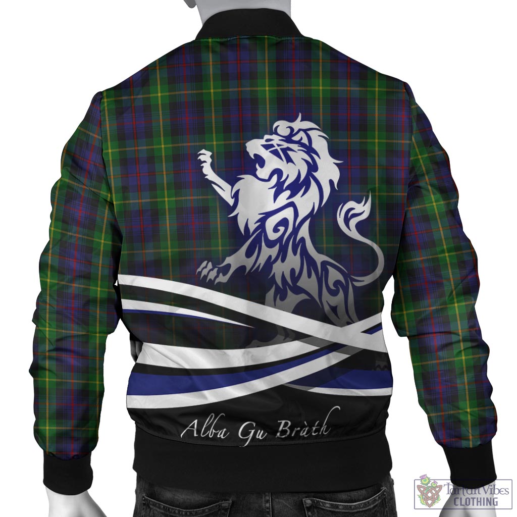 Tartan Vibes Clothing Farquharson Tartan Bomber Jacket with Alba Gu Brath Regal Lion Emblem