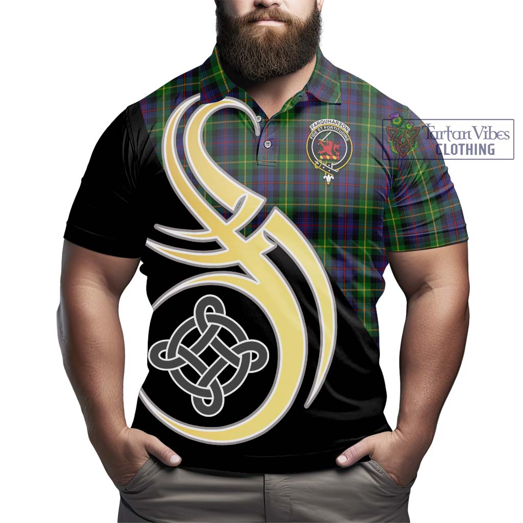 Tartan Vibes Clothing Farquharson Tartan Polo Shirt with Family Crest and Celtic Symbol Style