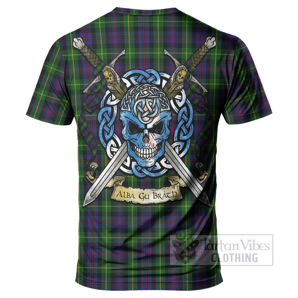 Tartan Vibes Clothing Farquharson Tartan T-Shirt with Family Crest Celtic Skull Style