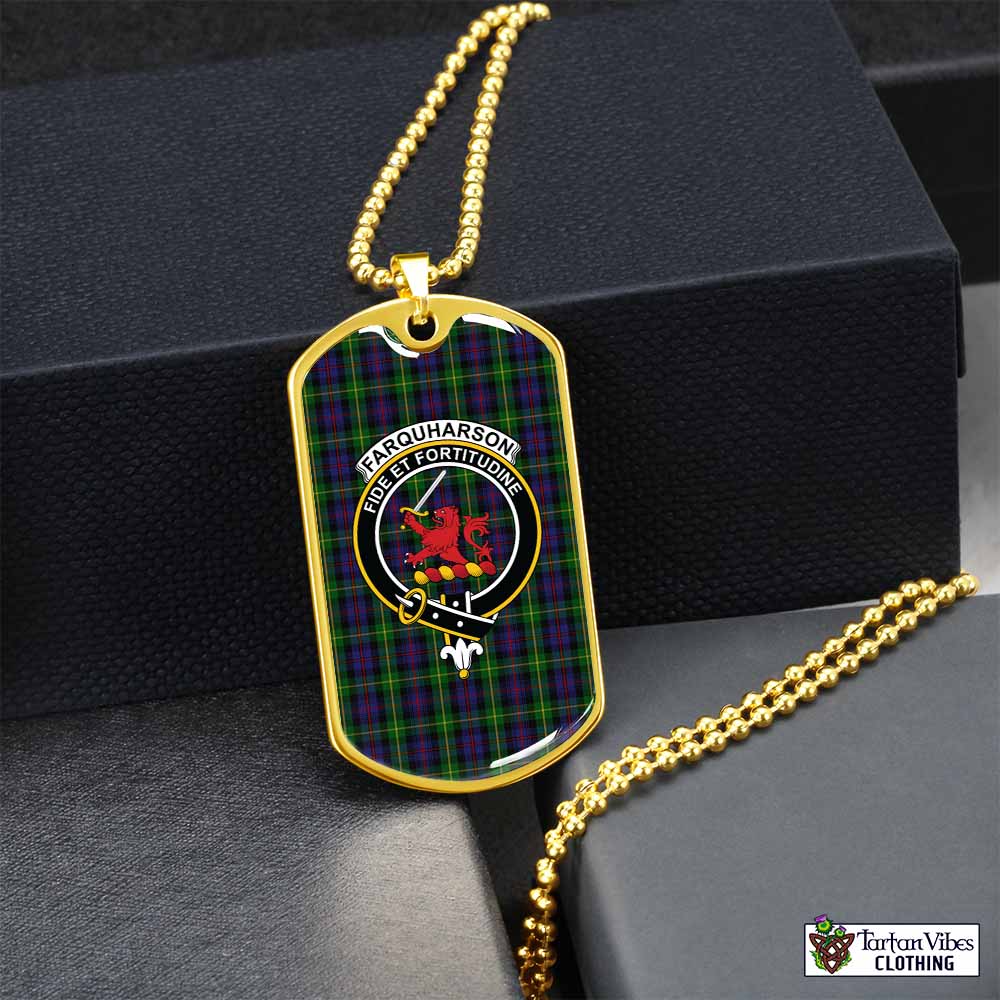 Tartan Vibes Clothing Farquharson Tartan Dog Tag Necklace with Family Crest