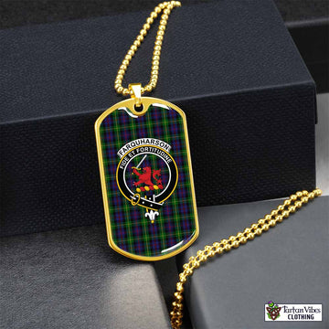 Farquharson Tartan Dog Tag Necklace with Family Crest