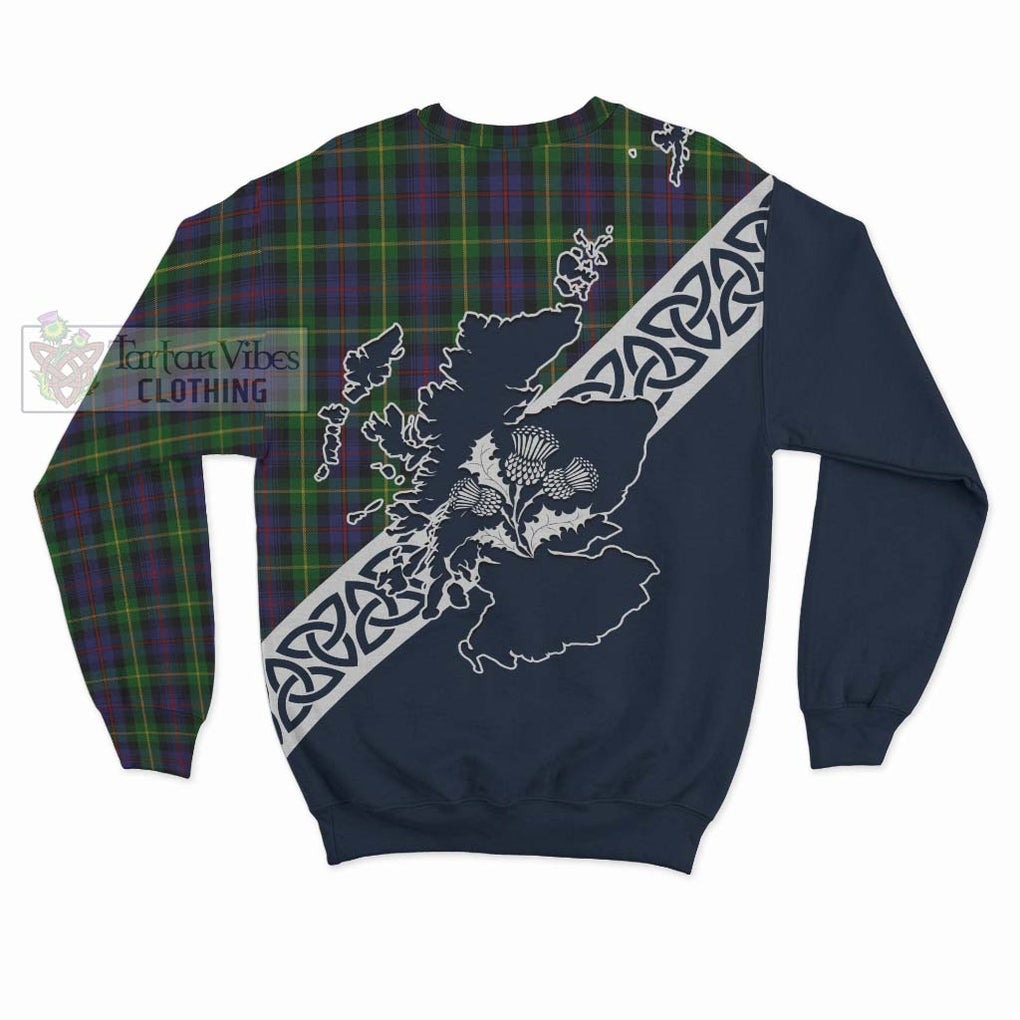 Tartan Vibes Clothing Farquharson Tartan Sweatshirt Featuring Thistle and Scotland Map