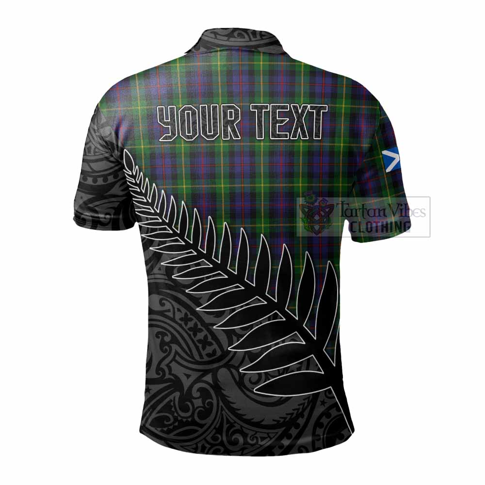 Tartan Vibes Clothing Farquharson Crest Tartan Polo Shirt with New Zealand Silver Fern Half Style