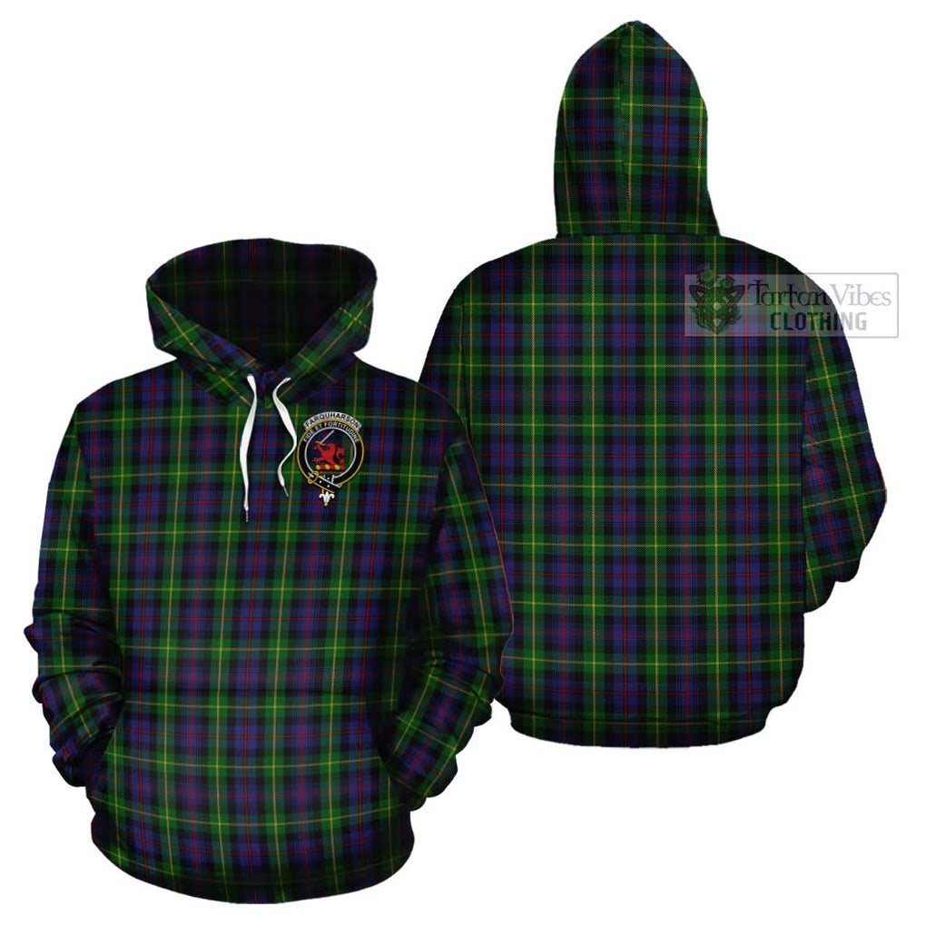 Farquharson Tartan Cotton Hoodie with Family Crest Pullover Hoodie - Tartan Vibes Clothing