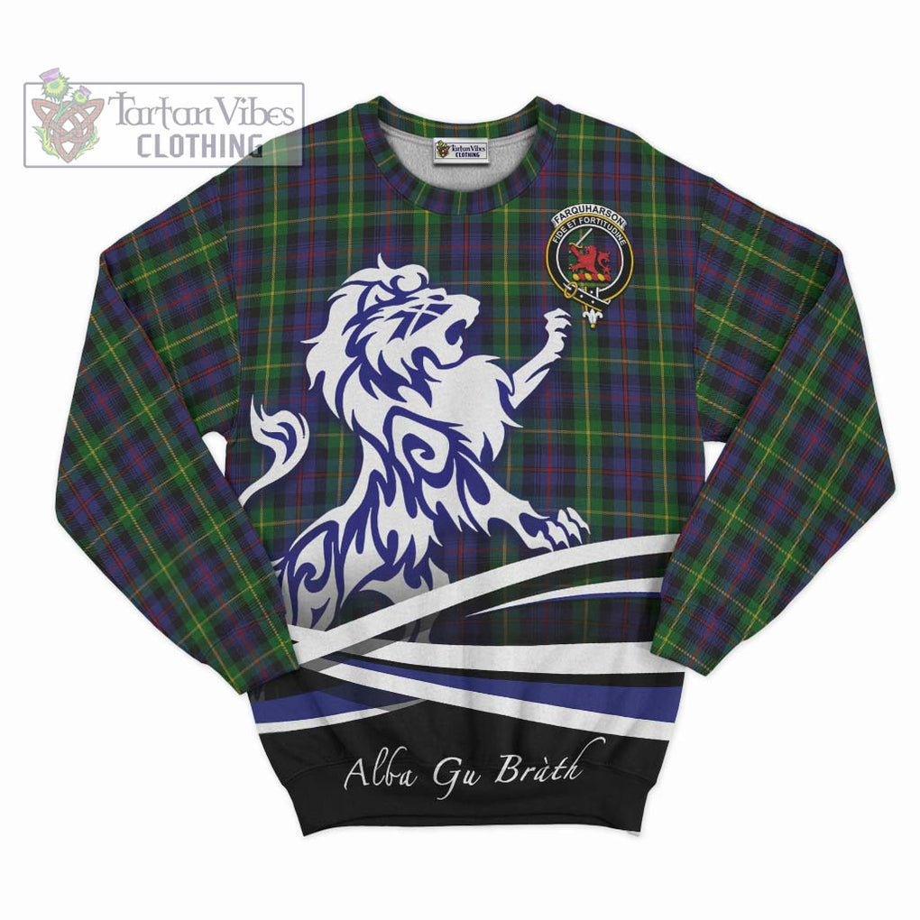 Farquharson Tartan Sweatshirt with Alba Gu Brath Regal Lion Emblem - Tartanvibesclothing Shop