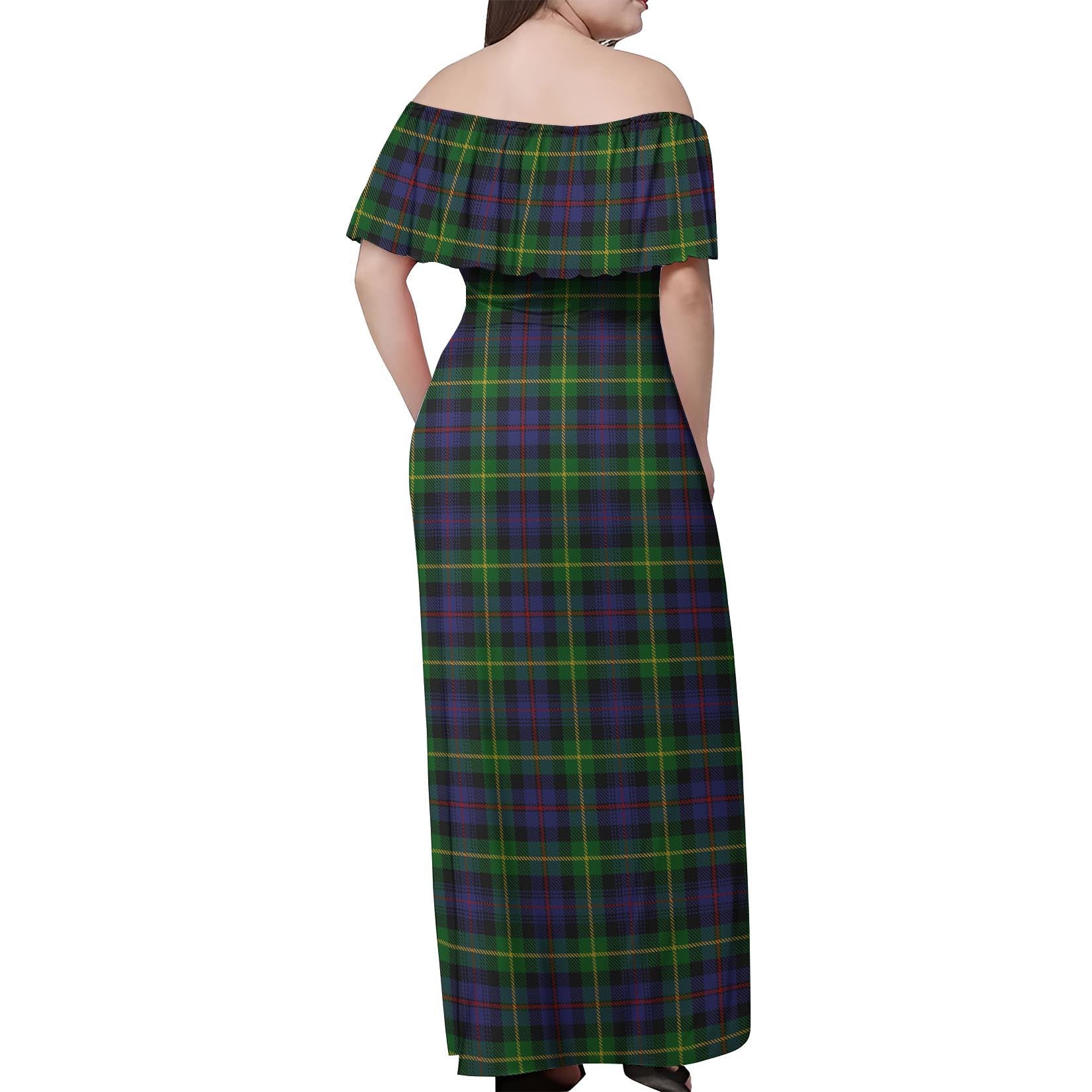 Farquharson Tartan Off Shoulder Long Dress - Tartanvibesclothing