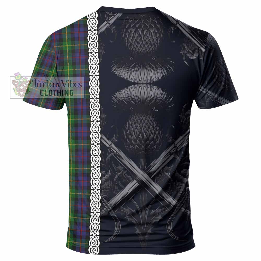 Tartan Vibes Clothing Farquharson Tartan T-Shirt with Family Crest Cross Sword Thistle Celtic Vibes