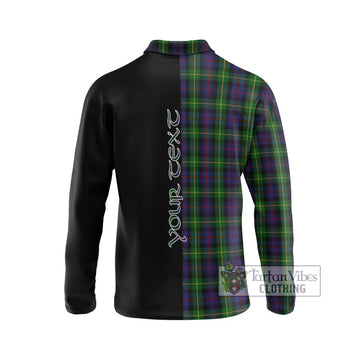 Farquharson Tartan Long Sleeve Polo Shirt with Family Crest and Half Of Me Style