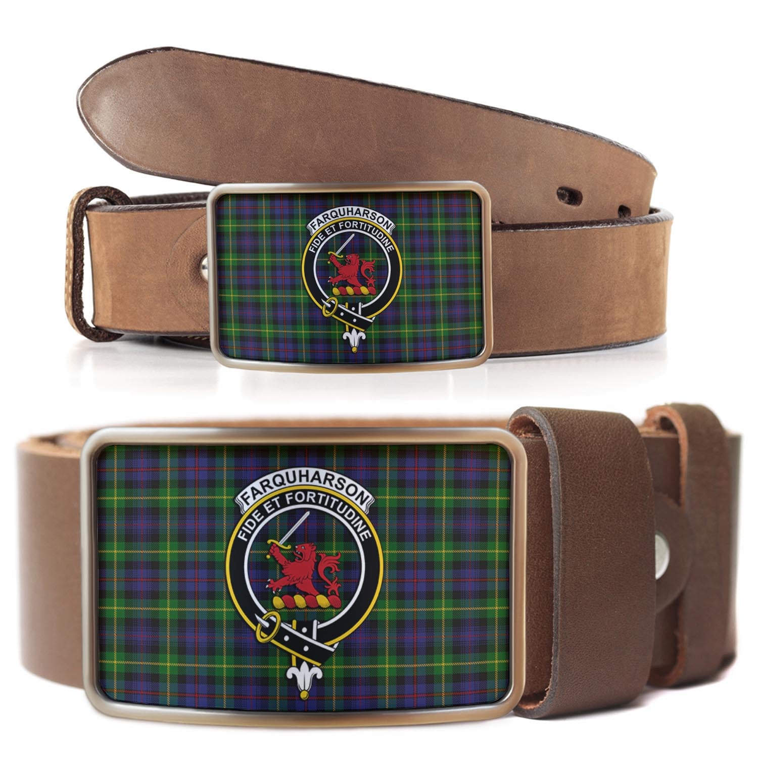 Farquharson Tartan Belt Buckles with Family Crest - Tartan Vibes Clothing