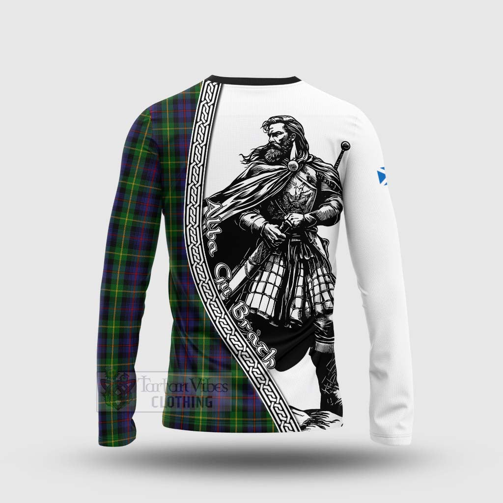 Tartan Vibes Clothing Farquharson Tartan Clan Crest Long Sleeve T-Shirt with Highlander Warrior Celtic Style