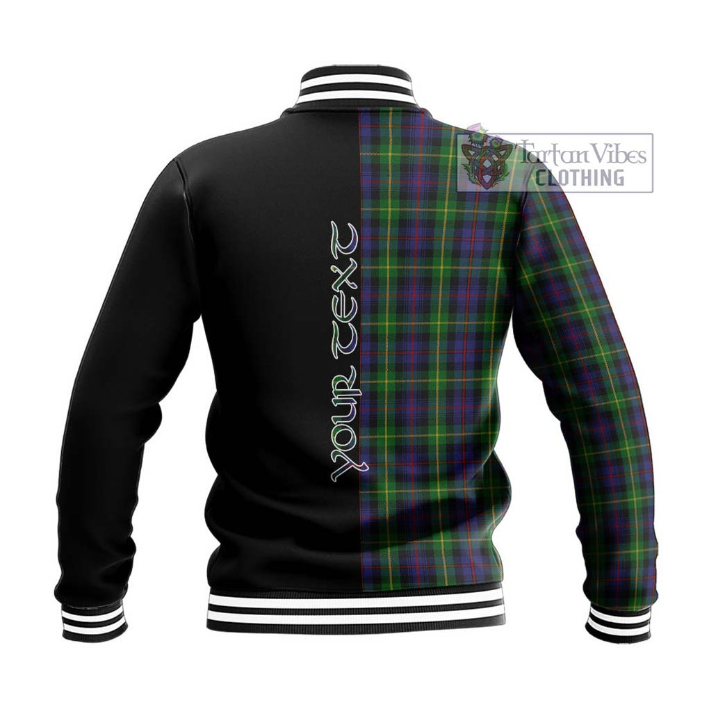 Farquharson Tartan Baseball Jacket with Family Crest and Half Of Me Style - Tartanvibesclothing Shop