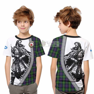 Farquharson Tartan Clan Crest Kid T-Shirt with Highlander Warrior Celtic Style - Tartan Vibes Clothing