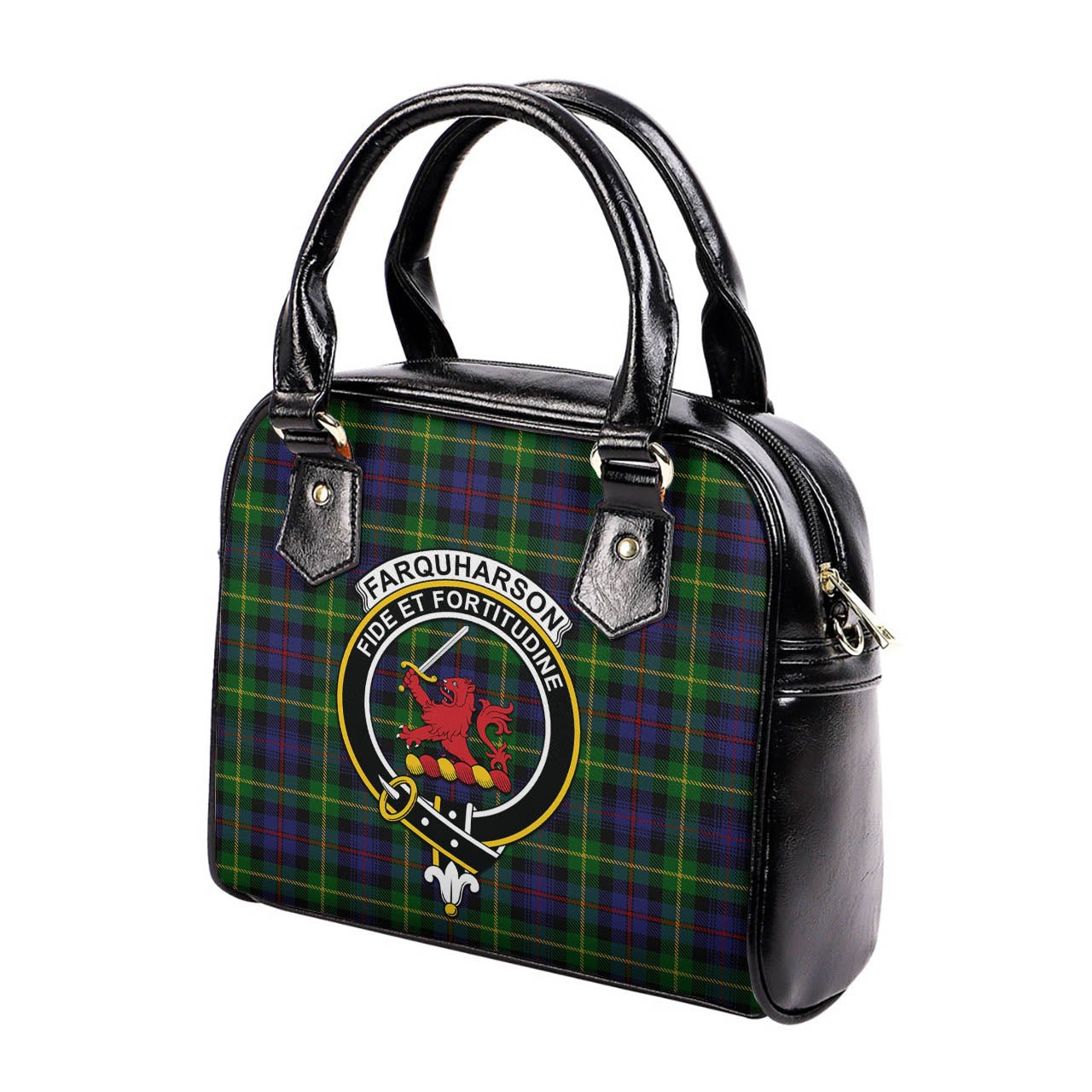 Farquharson Tartan Shoulder Handbags with Family Crest - Tartanvibesclothing