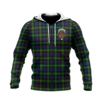 Farquharson Tartan Knitted Hoodie with Family Crest