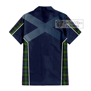 Farquharson Tartan Short Sleeve Button Shirt with Family Crest and Lion Rampant Vibes Sport Style