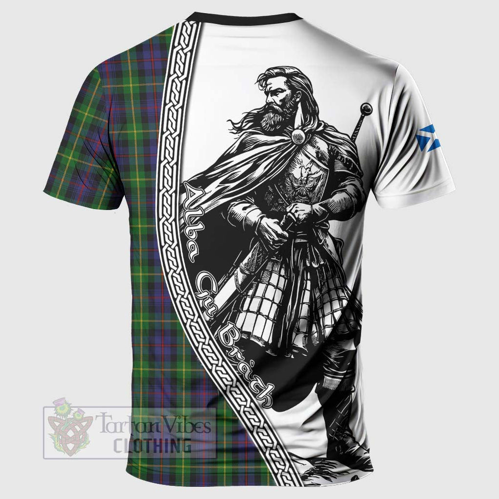 Tartan Vibes Clothing Farquharson Tartan Clan Crest T-Shirt with Highlander Warrior Celtic Style