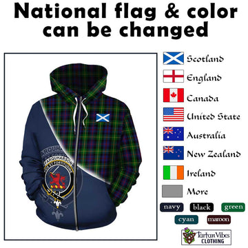 Farquharson Tartan Hoodie with Personalised National Flag and Family Crest Half Style