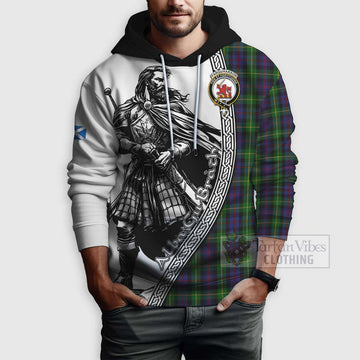 Farquharson Tartan Clan Crest Hoodie with Highlander Warrior Celtic Style