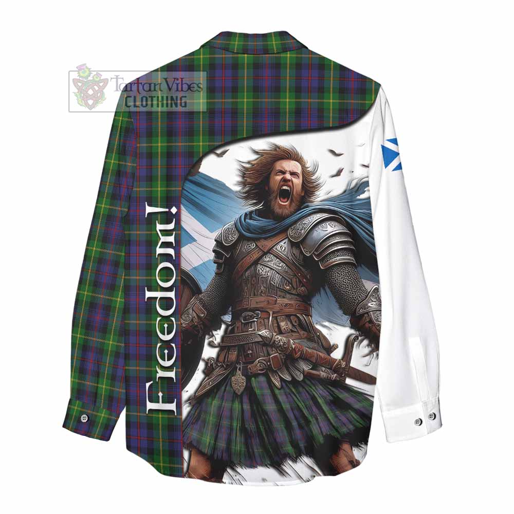 Tartan Vibes Clothing Farquharson Crest Tartan Women's Casual Shirt Inspired by the Freedom of Scottish Warrior